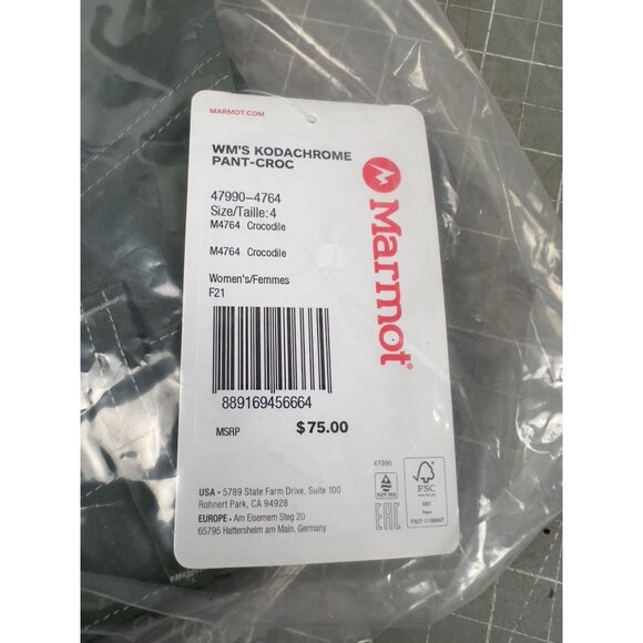 Marmot Women's Kodachrome Pants, Size 4, Green -Hiking Climbing Active Outdoors~ - Picture 4 of 6